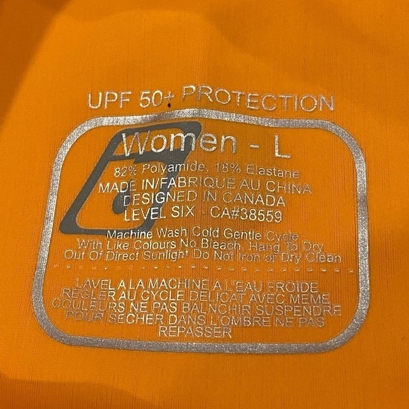 Level Six Coastal Short Sleeve Lycra Sun Shirt - Women's Size Large Orange - Picture 6 of 8